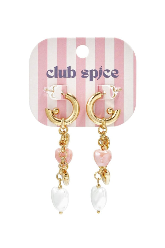 Earrings with dangling heart charms and pearls - Velaris Femme