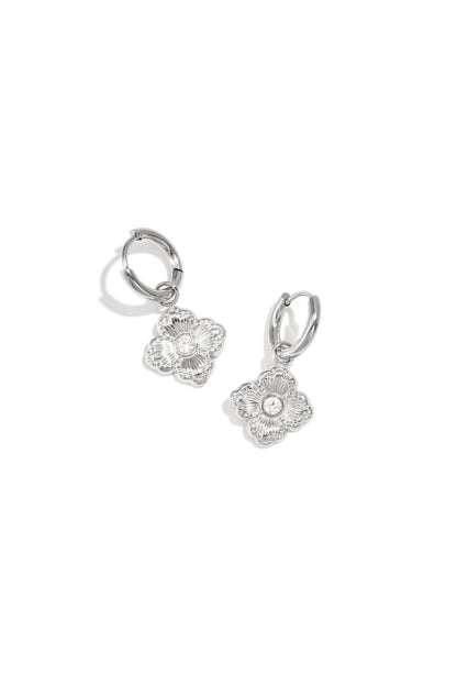 Earrings with elegant clover and stone - Velaris Femme