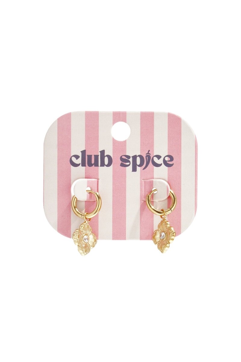 Earrings with elegant clover and stone - Velaris Femme