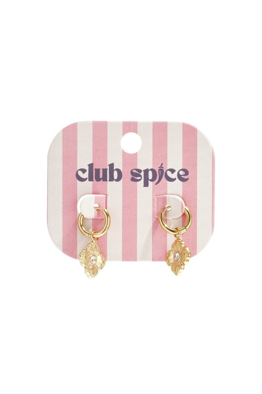 Earrings with elegant clover and stone - Velaris Femme
