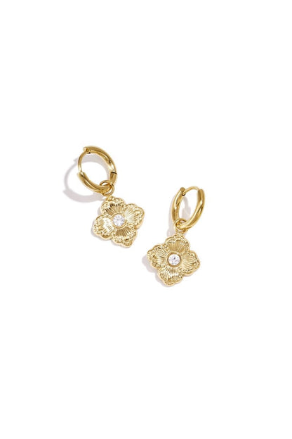 Earrings with elegant clover and stone - Velaris Femme