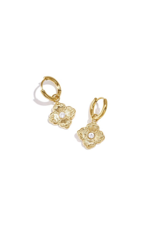 Earrings with elegant clover and stone - Velaris Femme