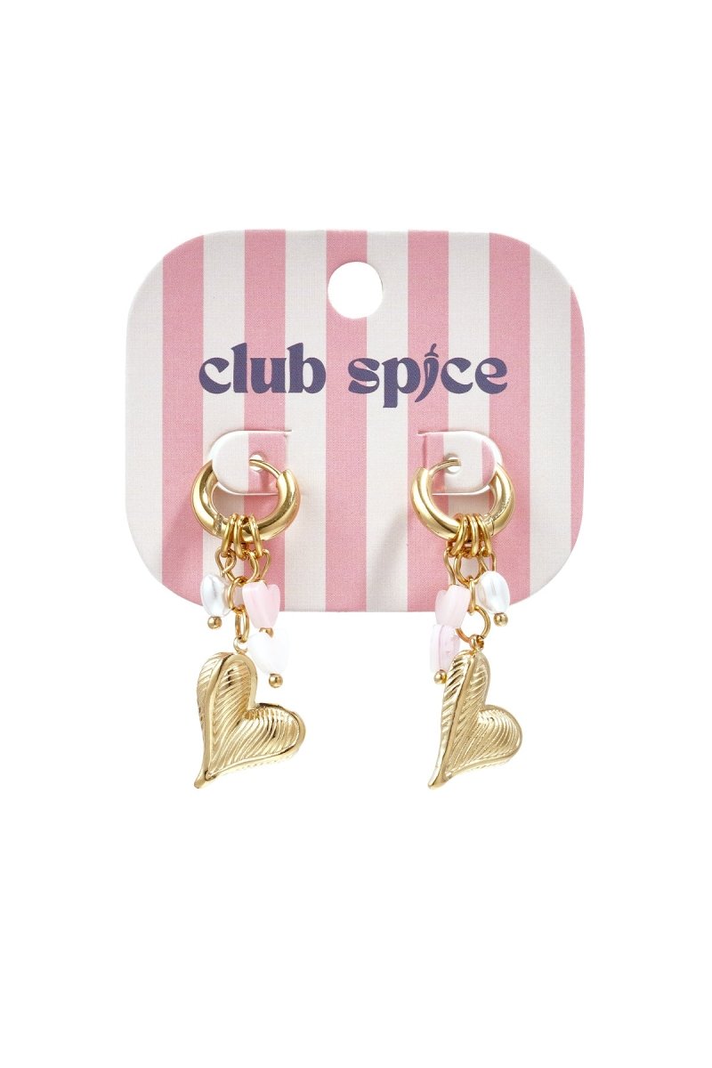 Earrings with hanging beads, pearl and heart - Velaris Femme