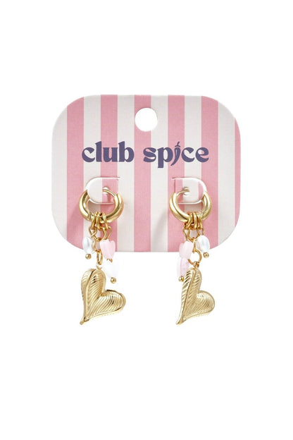 Earrings with hanging beads, pearl and heart - Velaris Femme