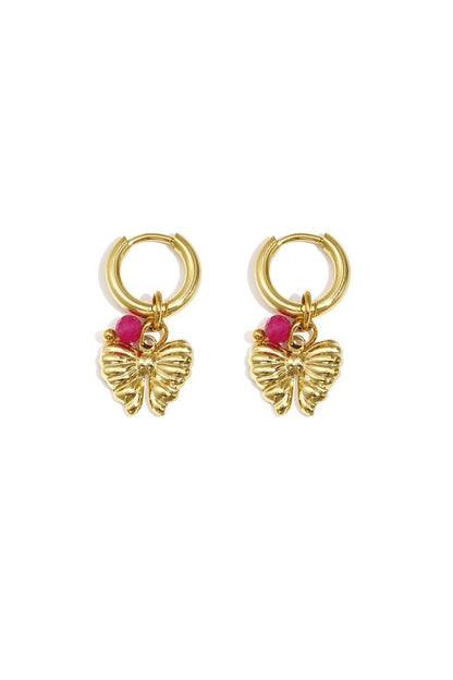 Earrings with hanging bow charm and bead - Velaris Femme