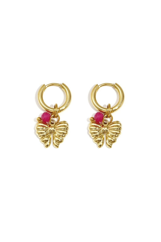 Earrings with hanging bow charm and bead - Velaris Femme
