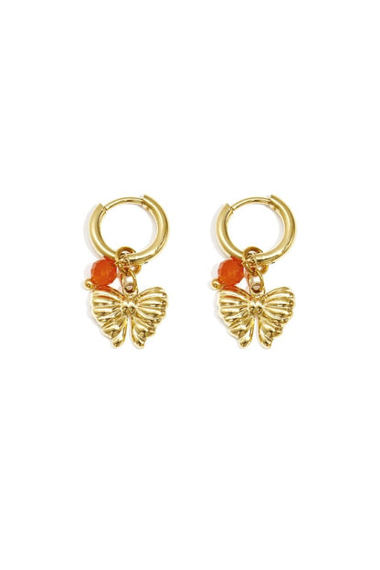 Earrings with hanging bow charm and bead - Velaris Femme