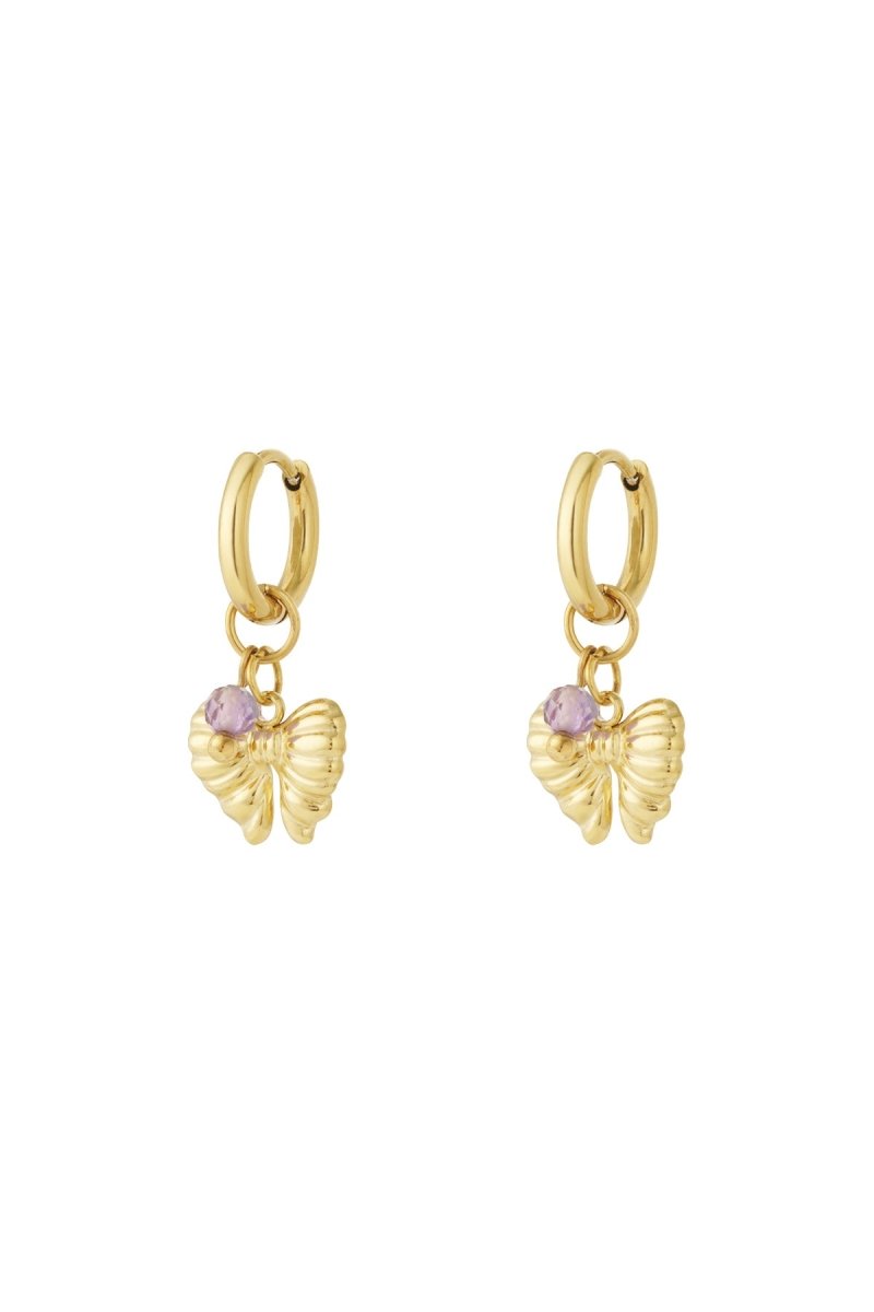Earrings with hanging bow charm and bead - Velaris Femme