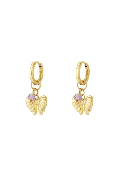 Earrings with hanging bow charm and bead - Velaris Femme