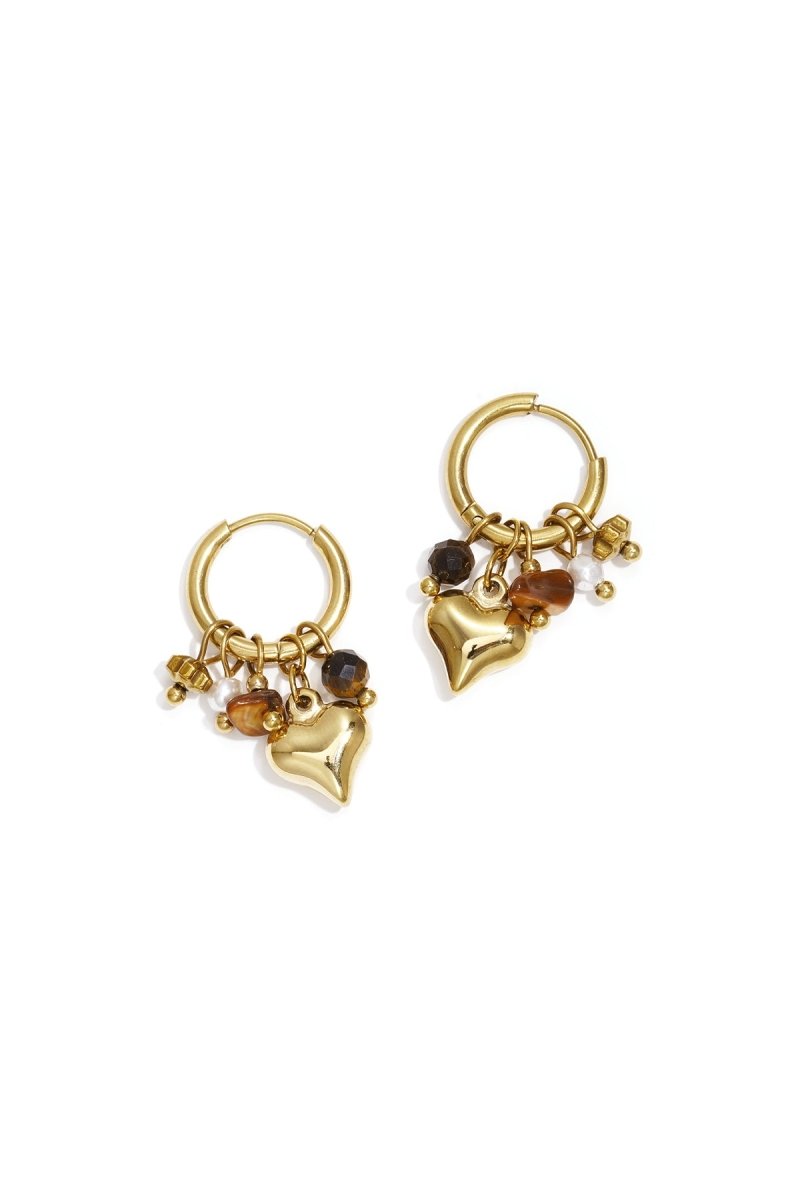 Earrings with heart and bead pendants - Velaris Femme