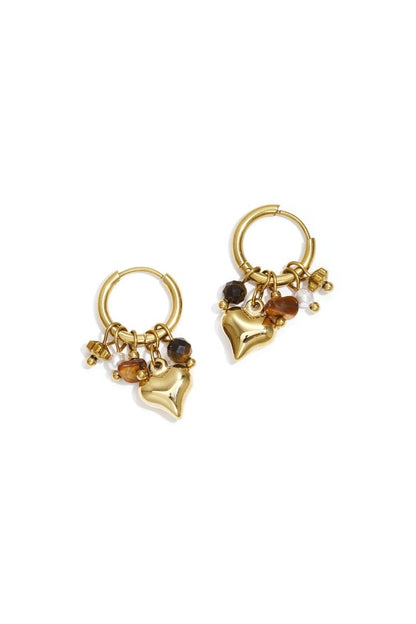 Earrings with heart and bead pendants - Velaris Femme