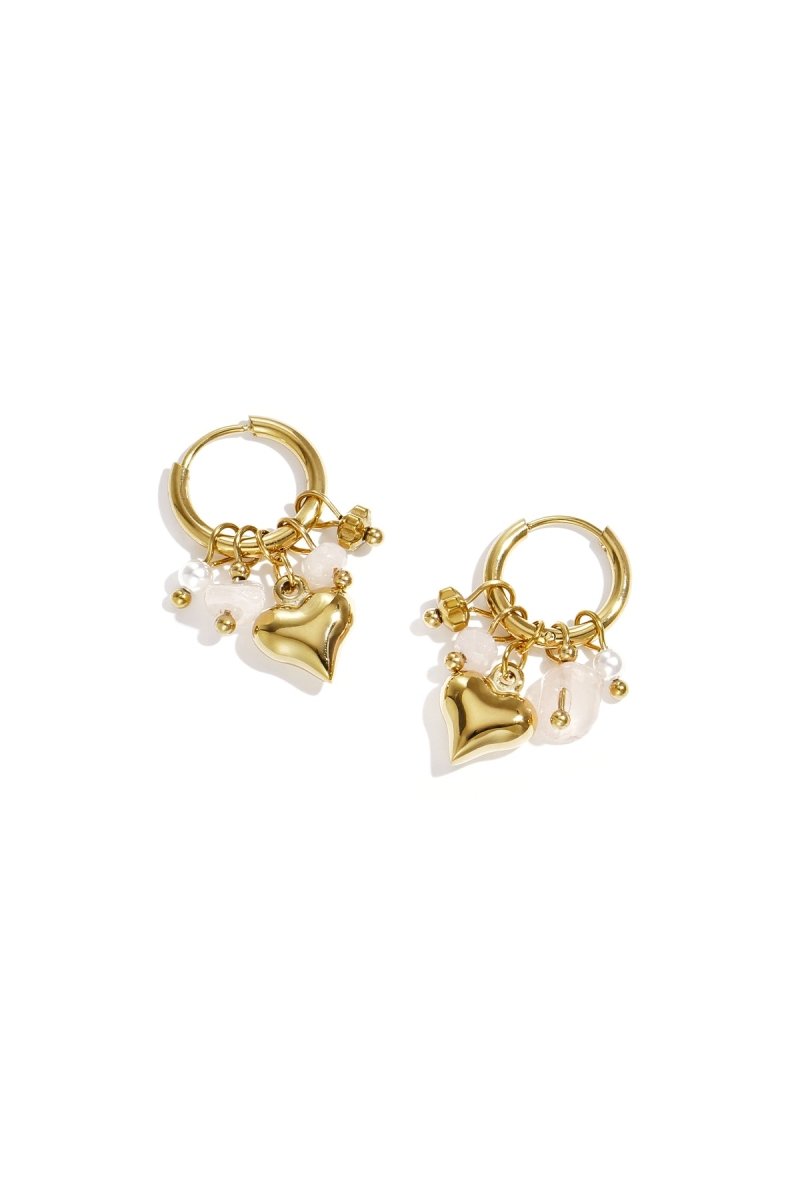 Earrings with heart and bead pendants - Velaris Femme