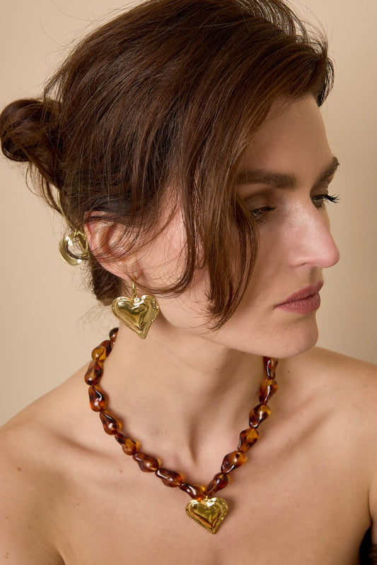 Earrings with large hanging heart - Velaris Femme