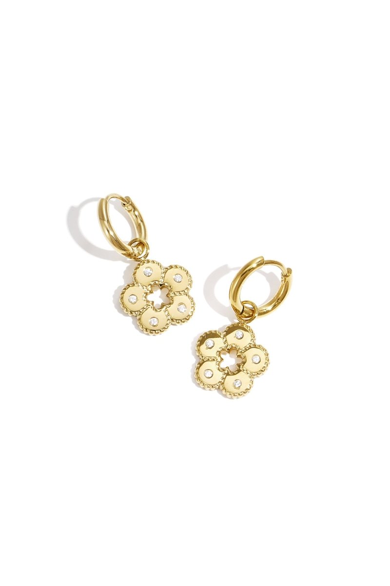 Earrings with stones in flower - Velaris Femme