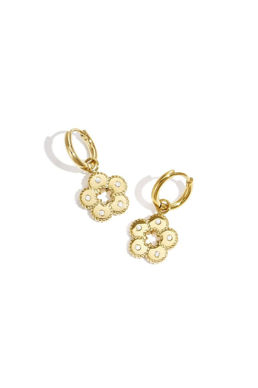 Earrings with stones in flower - Velaris Femme