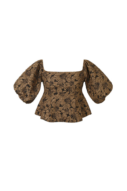 textured puff sleeve top