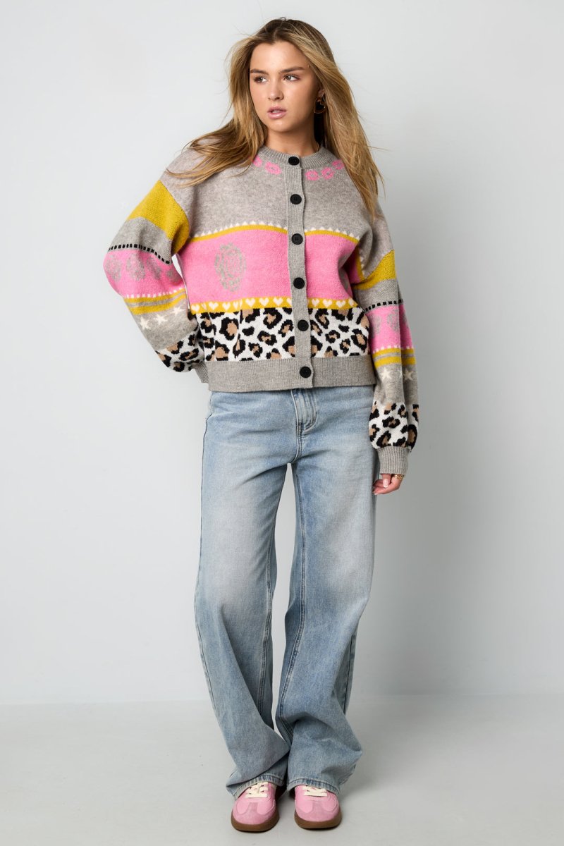 Floral Print Knit Cardigan - Velaris Femme
