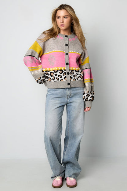 Floral Print Knit Cardigan - Velaris Femme