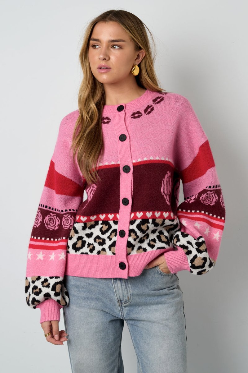 Floral Print Knit Cardigan - Velaris Femme