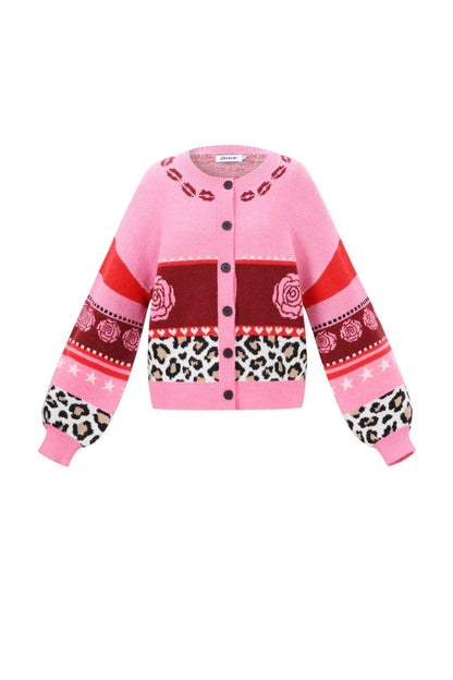 Floral Print Knit Cardigan - Velaris Femme