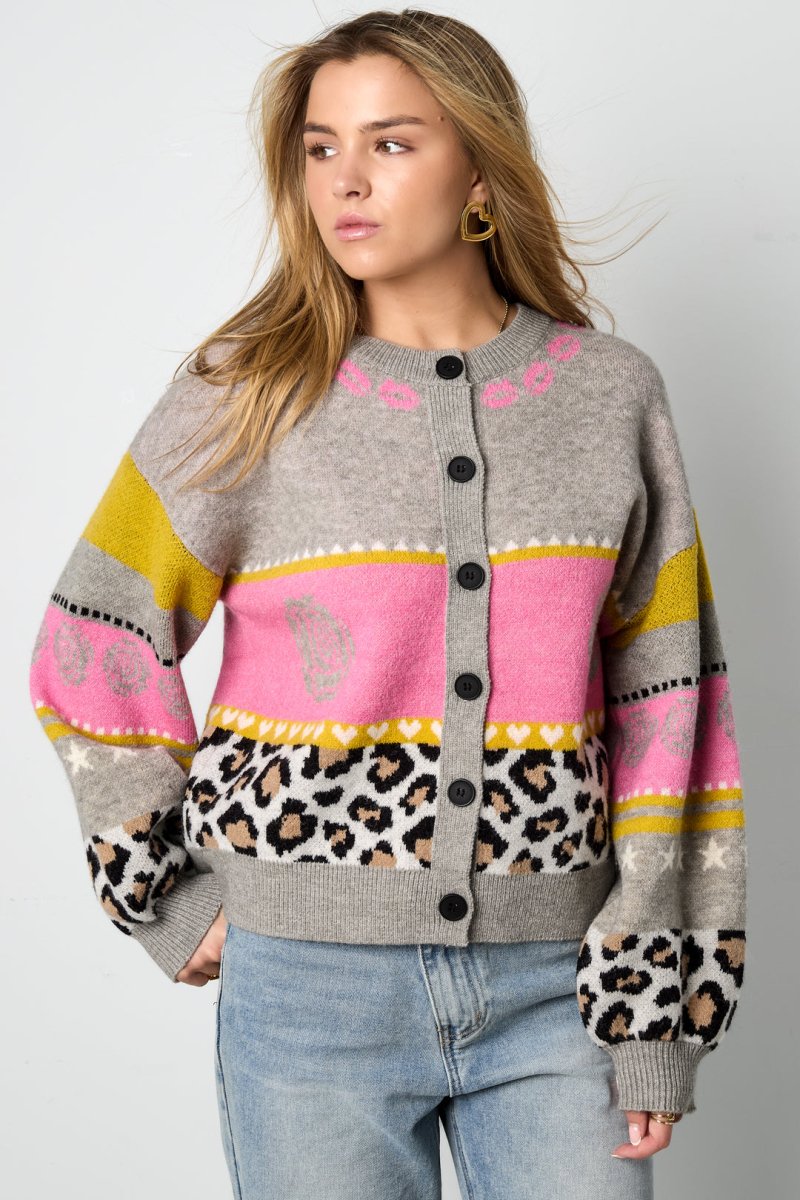 Floral Print Knit Cardigan - Velaris Femme