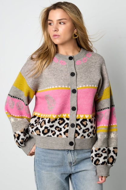 Floral Print Knit Cardigan - Velaris Femme