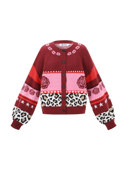 Floral Print Knit Cardigan - Velaris Femme