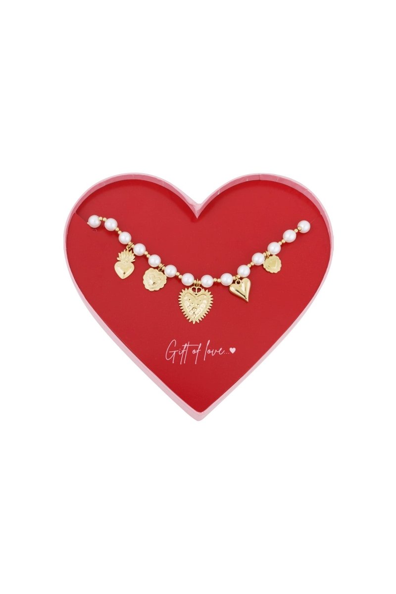 gift of love stainless steel pearl hearts necklace - Velaris Femme