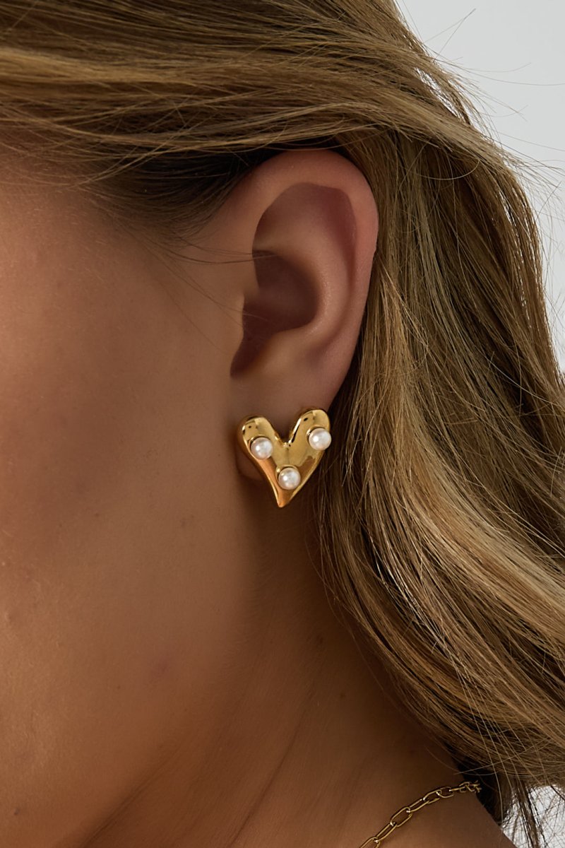 Heart earrings with pearls - Velaris Femme