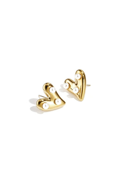 Heart earrings with pearls - Velaris Femme