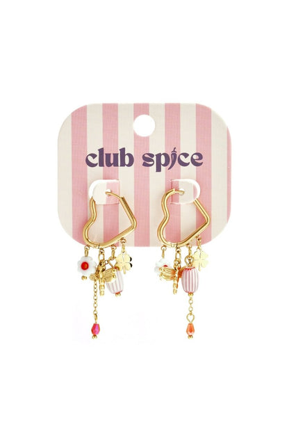 Heart - shaped hoop earrings with beaded pendants and charms - Velaris Femme