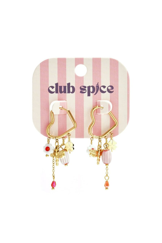 Heart - shaped hoop earrings with beaded pendants and charms - Velaris Femme