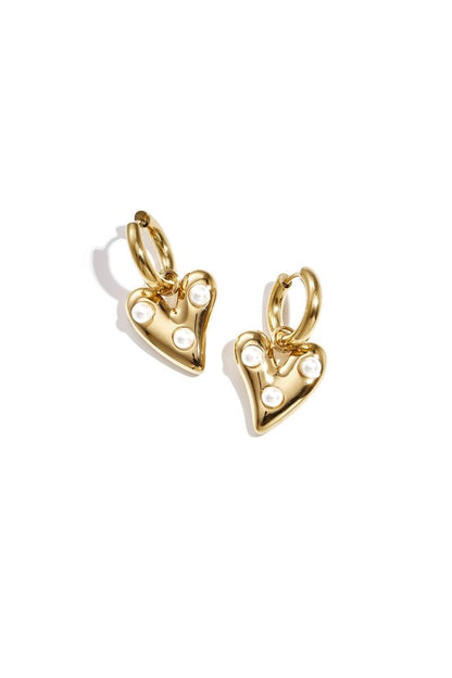 Hoop earrings with hanging heart and pearls - Velaris Femme