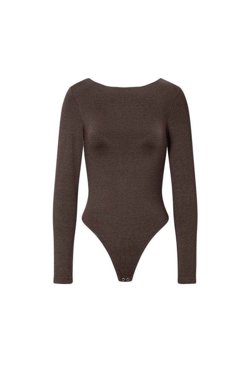 Knitted Nylon Shapewear Bodysuit Basic Solid Color - Velaris Femme