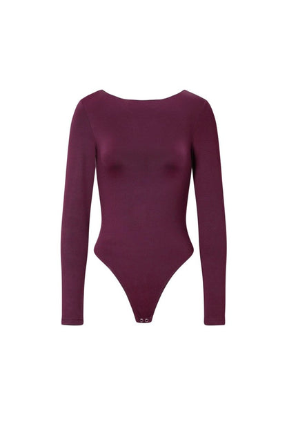 Knitted Nylon Shapewear Bodysuit Basic Solid Color - Velaris Femme