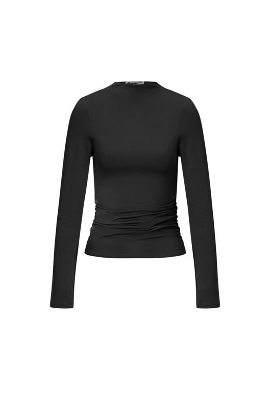Knitted Nylon Women's Long Sleeve Top Basic Solid Color - Velaris Femme