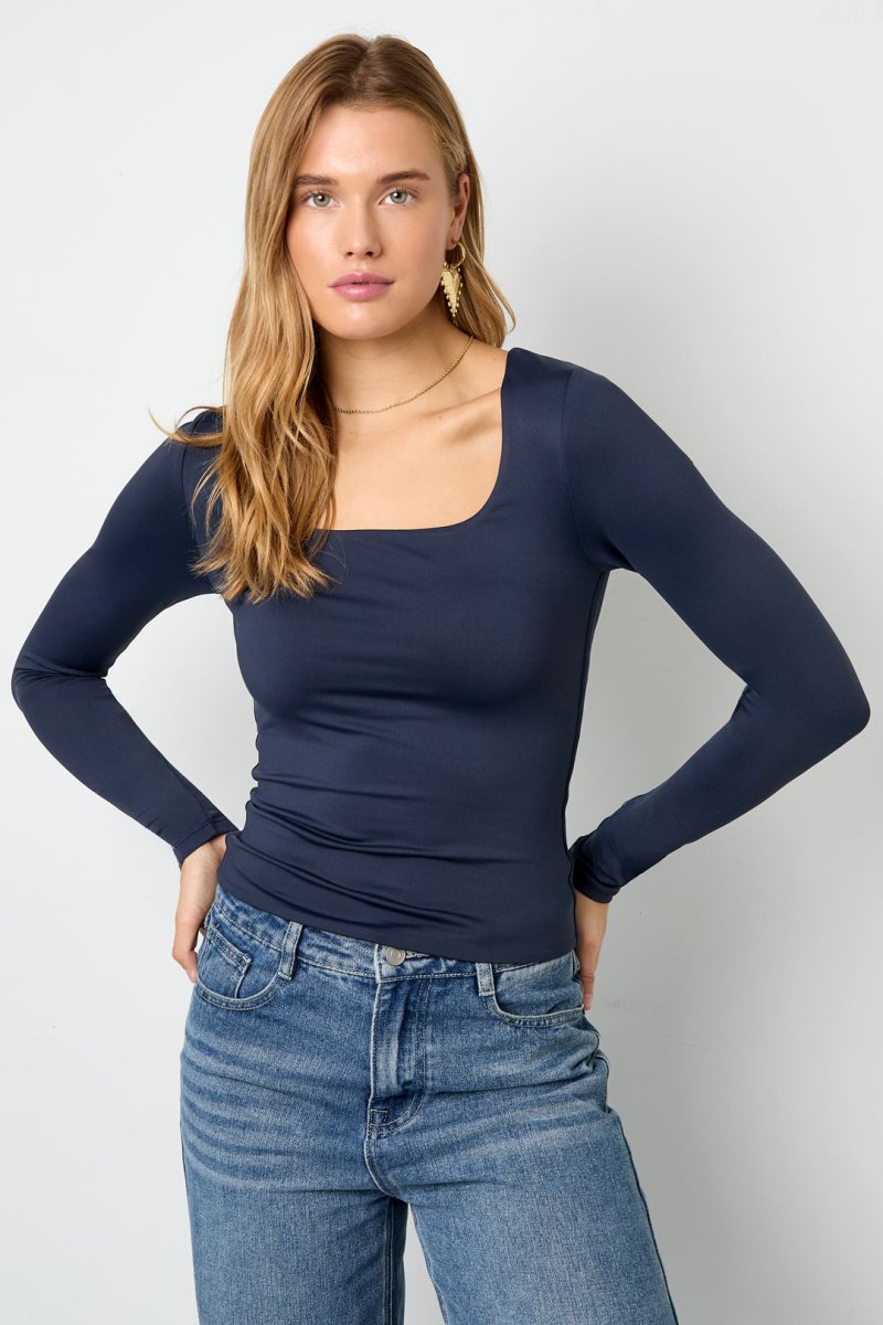 Knitted Nylon Women's Long Sleeve Top Basic Solid Color - Velaris Femme