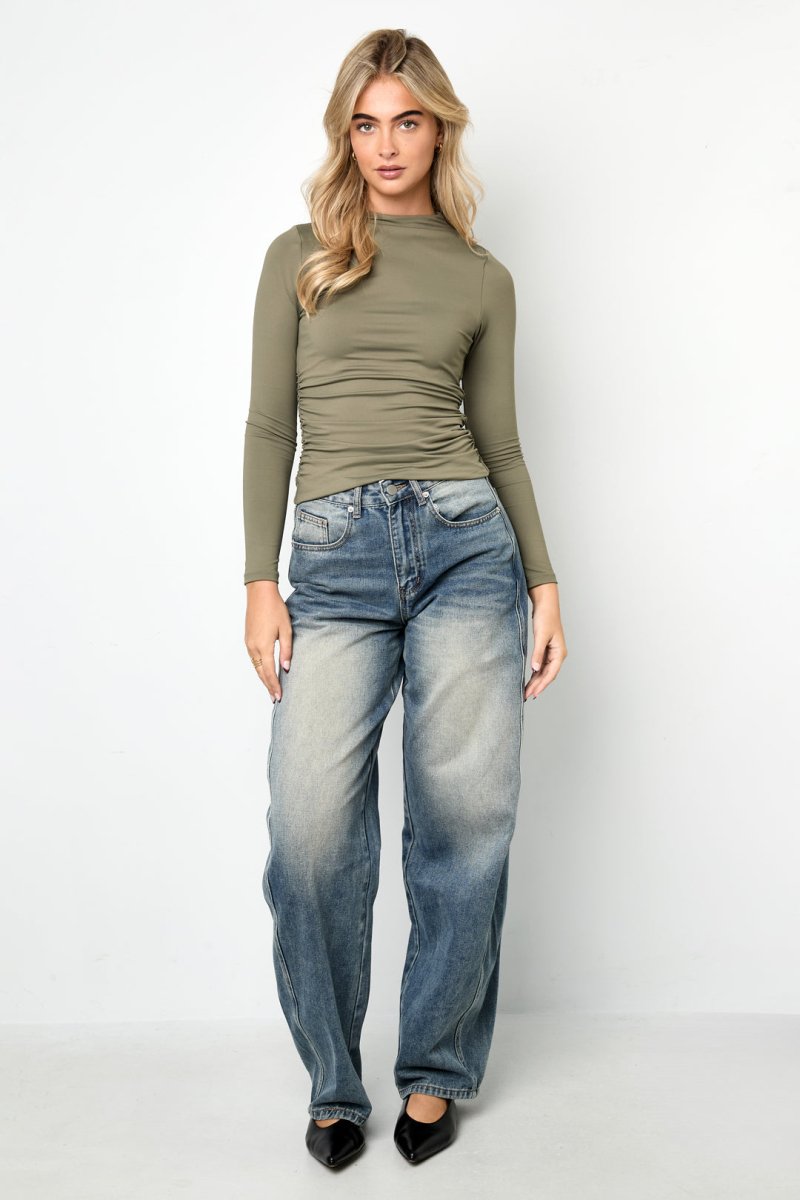 Knitted Nylon Women's Long Sleeve Top Basic Solid Color - Velaris Femme