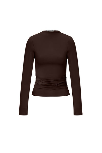 Knitted Nylon Women's Long Sleeve Top Basic Solid Color - Velaris Femme
