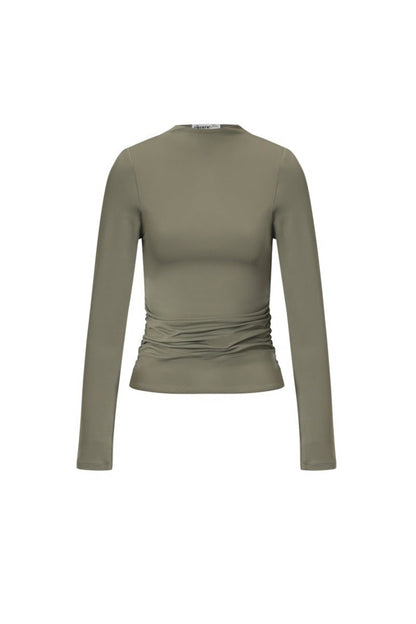 Knitted Nylon Women's Long Sleeve Top Basic Solid Color - Velaris Femme