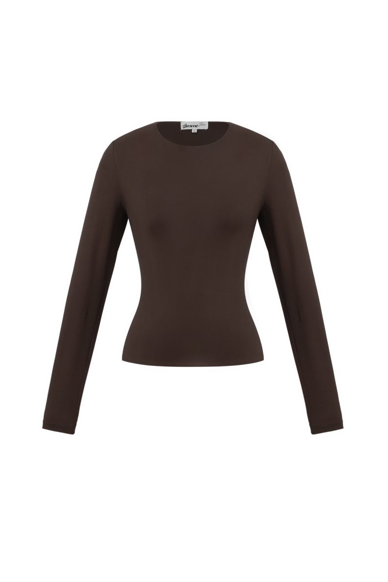 Knitted Nylon Women's Long Sleeve Top Basic Solid Color - Velaris Femme