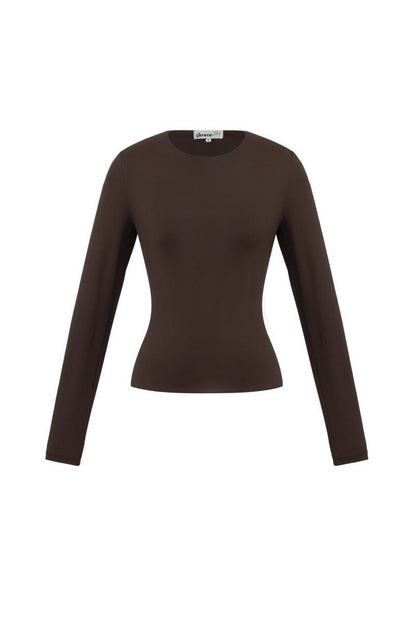 Knitted Nylon Women's Long Sleeve Top Basic Solid Color - Velaris Femme
