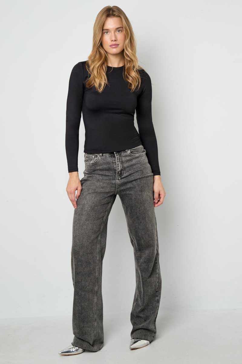 Knitted Nylon Women's Long Sleeve Top Basic Solid Color - Velaris Femme