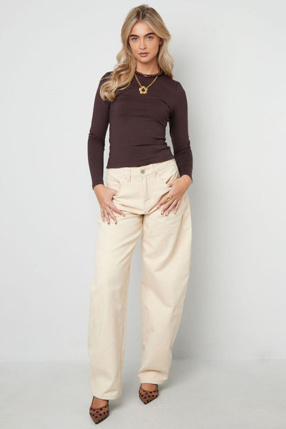 Knitted Nylon Women's Long Sleeve Top Basic Solid Color - Velaris Femme