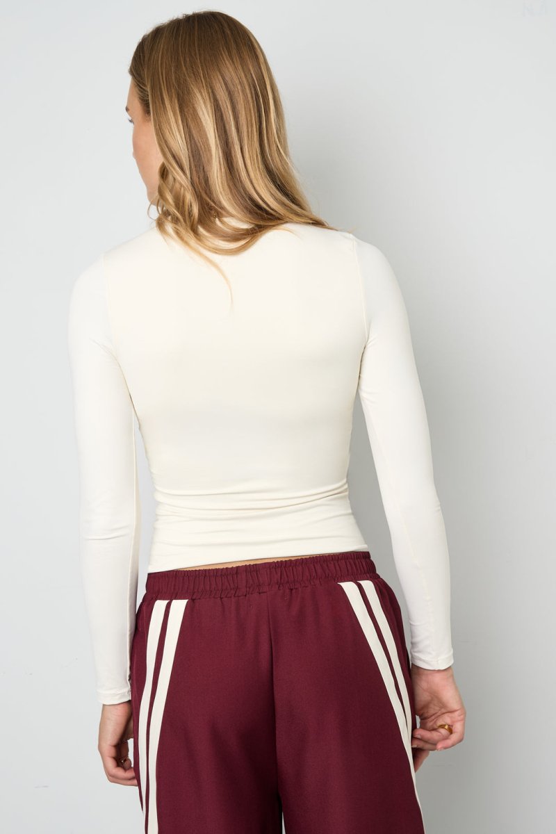 Knitted Nylon Women's Long Sleeve Top Basic Solid Color - Velaris Femme