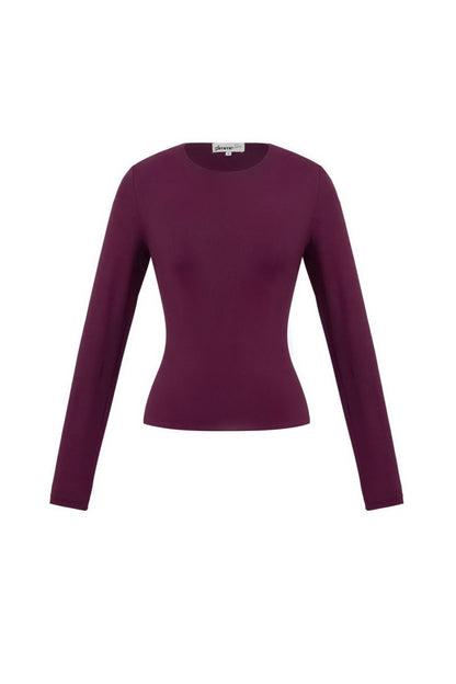 Knitted Nylon Women's Long Sleeve Top Basic Solid Color - Velaris Femme