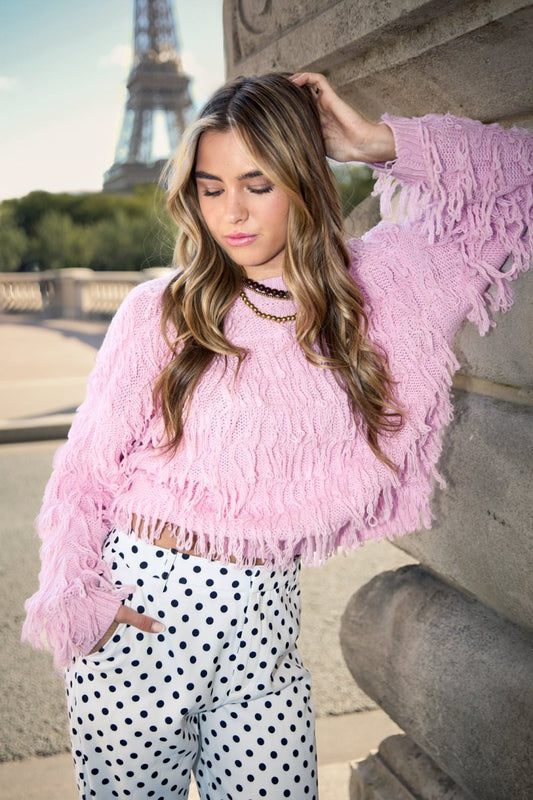 Knitted sweater with fringes - Velaris Femme