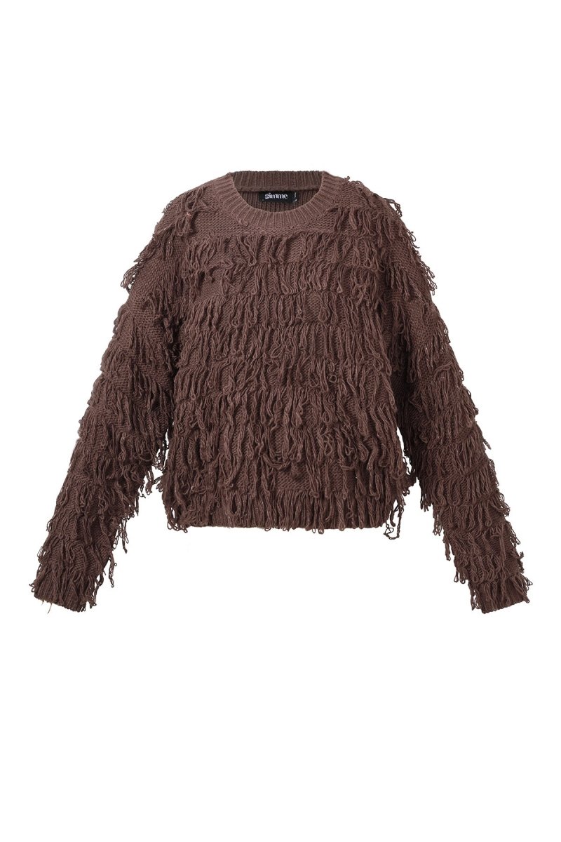 Knitted sweater with fringes - Velaris Femme