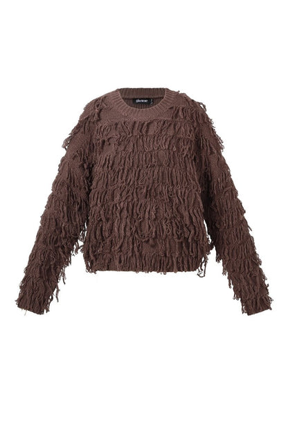Knitted sweater with fringes - Velaris Femme