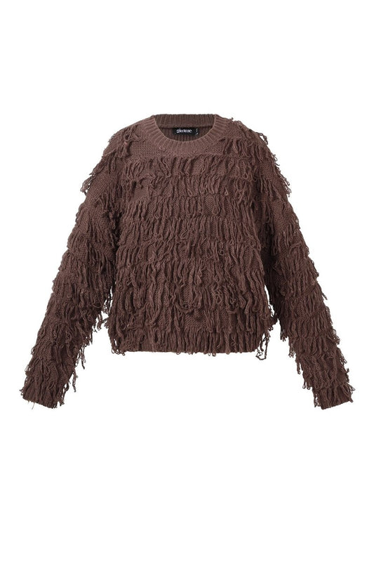 Knitted sweater with fringes - Velaris Femme